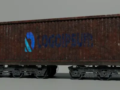Diesel Locomotive Freight Train 3D Model 3D model