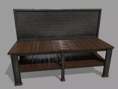 workbench bench made of wood and metal Low-poly 3D model buy