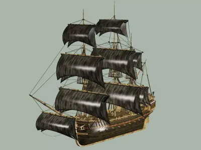Sailboat Galleon - Game Ready B Low-poly 3D Model Low-poly 3D model