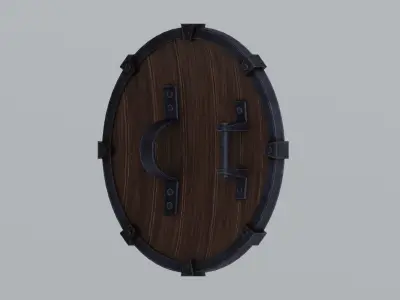 Round wooden shield Low-poly 3D model