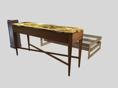 nancy corzine Sanford Buffet  low table and wood pedestal 3D model
