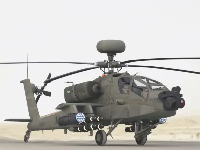 AH64E Apache Longbow Helicopter Green 2 in 1 3D Model Pack