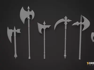 Axe Base Mesh Pack Vol 01 - Ready for Sculpting Texturing Low-poly 3D model