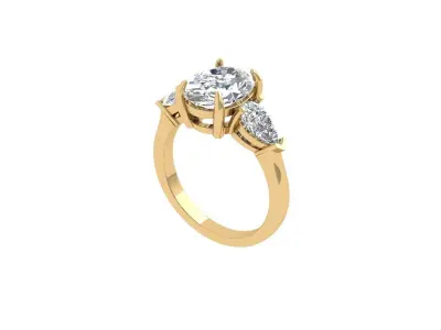Ovel 3 Stone Ring 3D print model