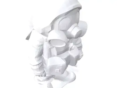 Dystopian NPC Survivor 3D Model - Gas Mask Fighter 3D model