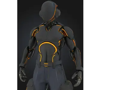 Black Futuristic Cyborg Character Low-poly 3D model