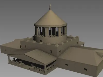 Temple castle Low-poly 3D model
