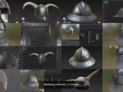 Medieval Helmets 3D Model Pack
