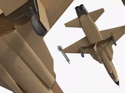 Sand Camo Jet Fighter with Wing Missiles Simplified 3D model
