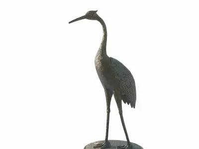 Asian bronze sculpture of crane 3D model purchase