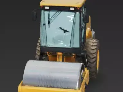 Modern Industrial Soil Compactor Road Roller 3D Model Low-poly 3D model