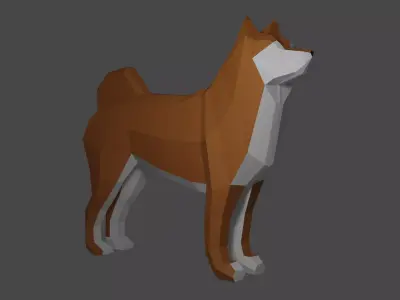 Dog Shiba Inu Low Poly Free low-poly 3D model