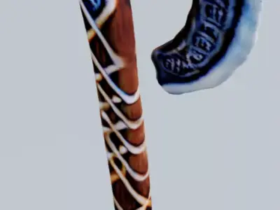Wooden viking axe Free low-poly 3D model