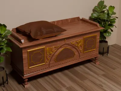 Antique Ornate Cedar Chest Low-poly 3D model