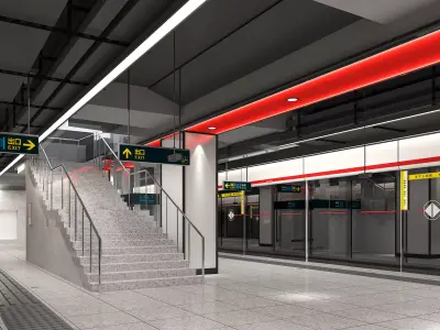 Design of Platform Space in Subway Stations 3D model