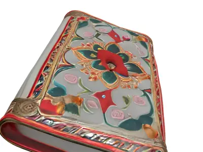 Ornate Embroidered Floral Decorative Book Low-poly 3D model
