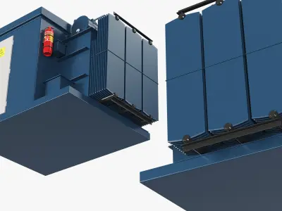 Electrical Transformer Substation Blue 3D model