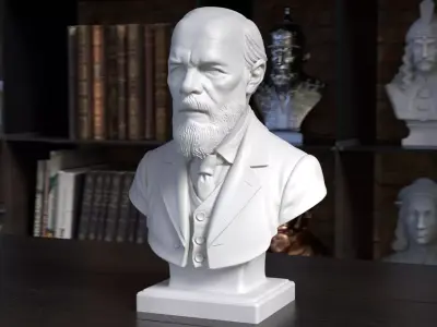Fyodor Dostoevsky Bust Sculpture 3D Printabla STL File 3D print model