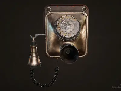 Antique Telephone 19 century Low-poly Low-poly 3D model