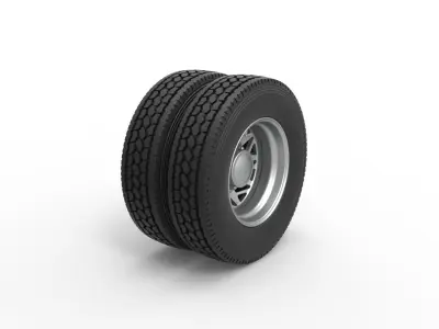 Rear custom wheel of semi truck Version 14 Scale 1 to 25 3D print model