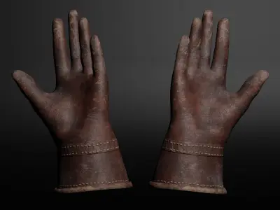 Leather gloves Low-poly 3D model