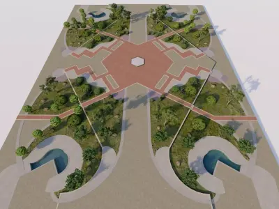 public park-Private Park Landscape 3D model 3