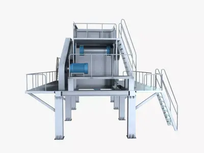 Industrial Shredder Machine Low-poly 3D model