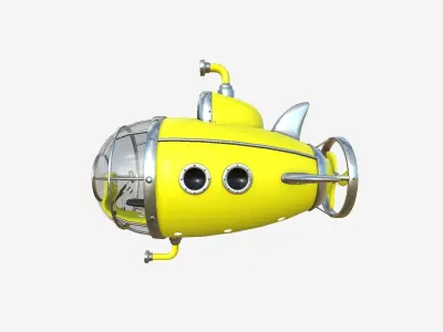 Submarine Cartoon A05 Yellow - Sub Watercraft Vehicle Low-poly 3D model