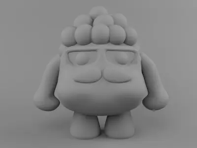 mascot 3d model cartoon character with beard Low-poly 3D model