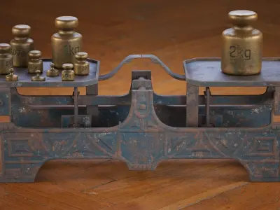 Balance Scale and Weights PBR Low-poly 3D model