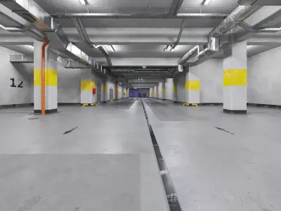 Modern old garage - underground parking lot 3D model