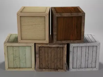 Wooden Crate Pack 1 Low-poly 3D model