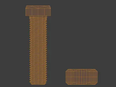 M12 bolt and nut Low-poly 3D model