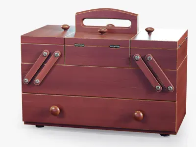 Sewing Box Wooden  Low-poly 3D model