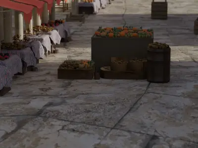 Historical Italian market scene full set  3D model