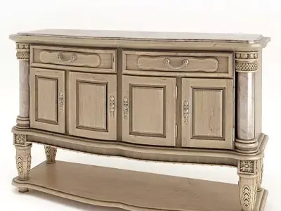 Retro Antique Wooden Buffet 3D model