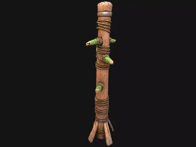 Medieval Training Dummy Wooden Furniture Low-poly 3D model