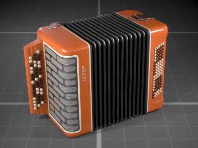 Soviet Button Accordion Low-poly 3D model