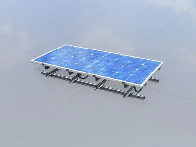 Solar module version 3 2x4m tilt angle 0 degrees with stand Low-poly 3D model