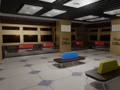 Post Office Interior Low-poly 3D model order