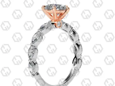 Ring 177 Pear Shape marquise on shanks with Gems 3D print model