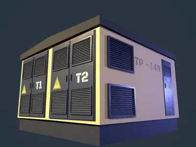 Transformer substation Low-poly 3D model