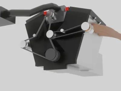 Supercharged V6 Engine  Free low-poly 3D model