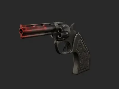 Low poly textured revolver Low-poly 3D model