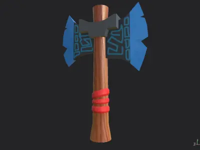 cartoonistic axe Low-poly 3D model
