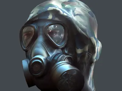 Gas mask helmet 3d model military combat fantasy  Low-poly 3D model buy