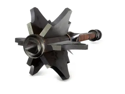mace PBR wooden weapon with metal parts Low-poly 3D model