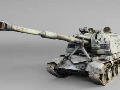 Destroyed 2S19 Msta 152 mm self-propelled howitzer M1990  3D model