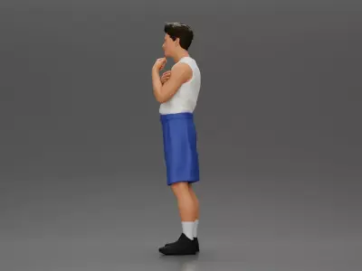 man stands in athletic gear pondering ideas with steady focus 3D print model