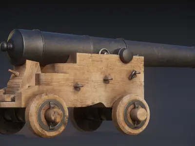 Heavy Ship Cannon 17th Century Low-poly 3D model